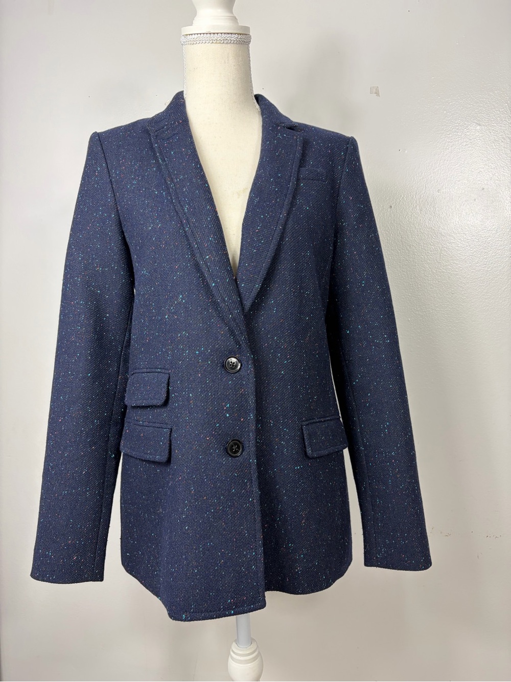 Banana Republic wool-blend “Hacking” Jacket Navy Tweed Blazer sz 4
